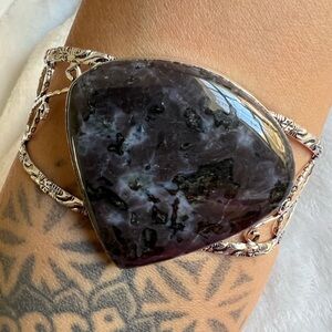 Silver and Black Stone Bracelet